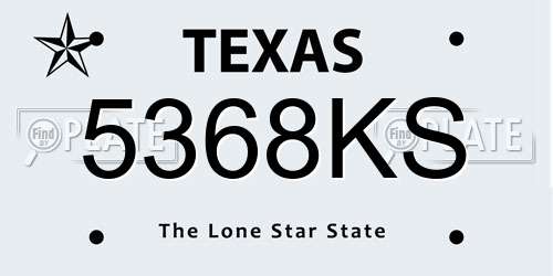 5368KS Texas License Plate