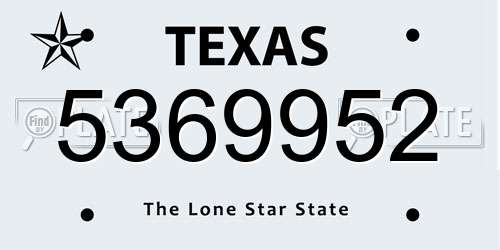 5369952 Texas License Plate