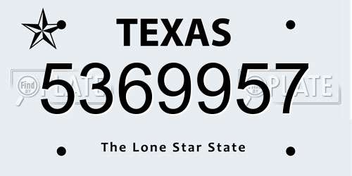 5369957 Texas License Plate