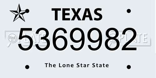 5369982 Texas License Plate