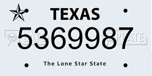 5369987 Texas License Plate
