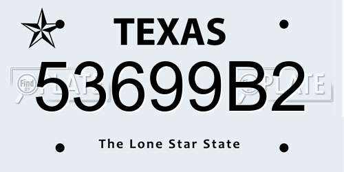 53699B2 Texas License Plate