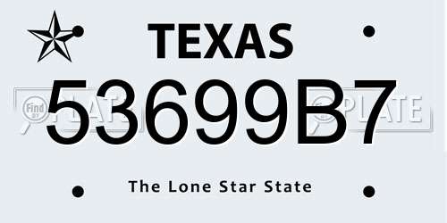 53699B7 Texas License Plate