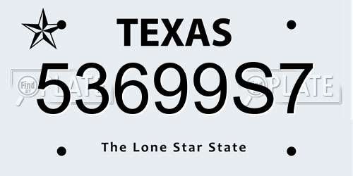 53699S7 Texas License Plate