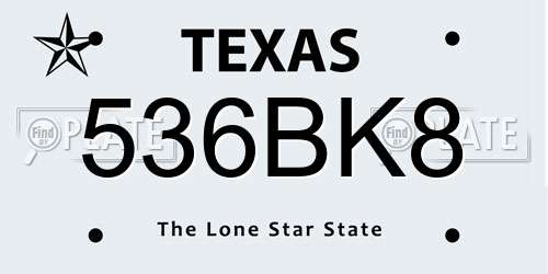 536BK8 Texas License Plate