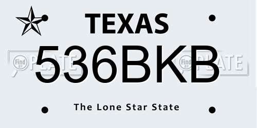 536BKB Texas License Plate