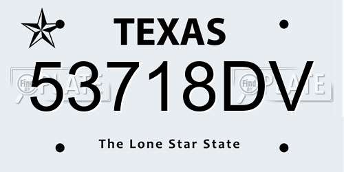 53718DV Texas License Plate