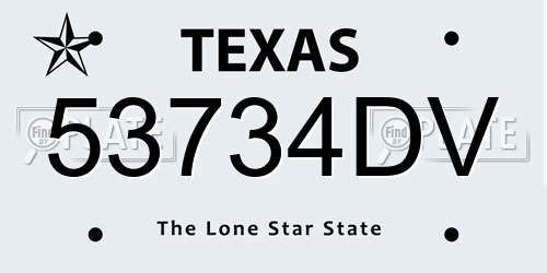 53734DV Texas License Plate