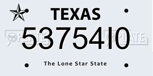 53754I0 Texas License Plate