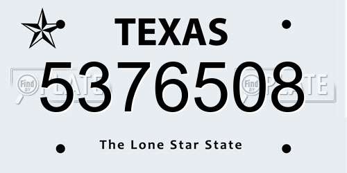 5376508 Texas License Plate