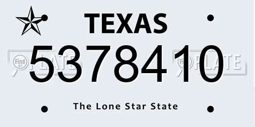 5378410 Texas License Plate