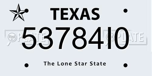 53784I0 Texas License Plate
