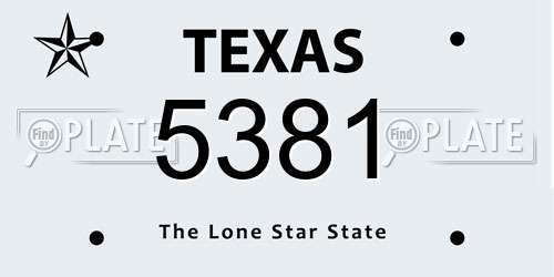 5381 Texas License Plate