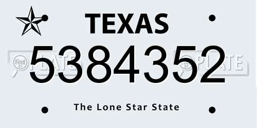 5384352 Texas License Plate