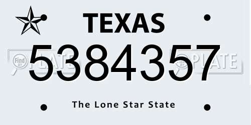 5384357 Texas License Plate