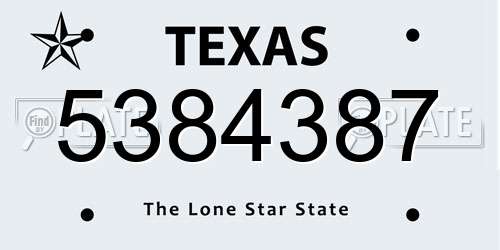 5384387 Texas License Plate