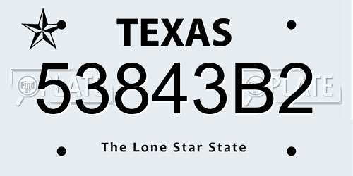 53843B2 Texas License Plate