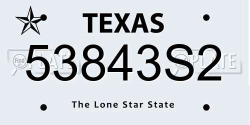 53843S2 Texas License Plate