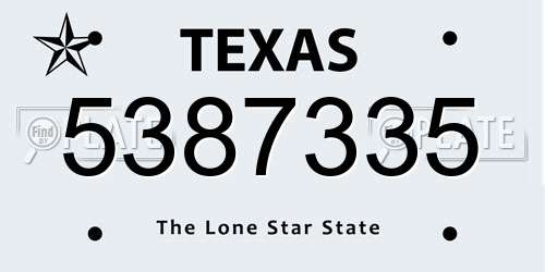 5387335 Texas License Plate