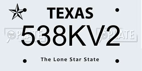 538KV2 Texas License Plate