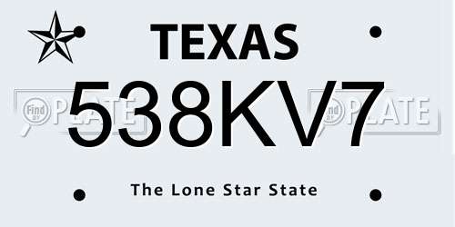 538KV7 Texas License Plate