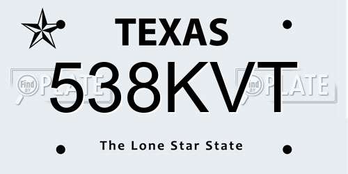 538KVT Texas License Plate