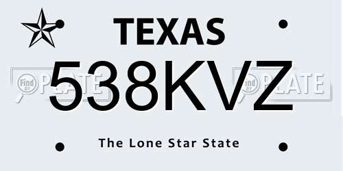 538KVZ Texas License Plate