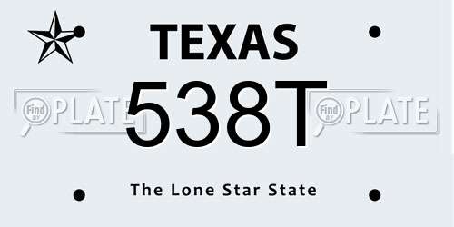 538T Texas License Plate