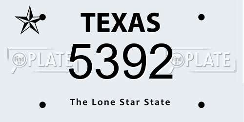 5392 Texas License Plate