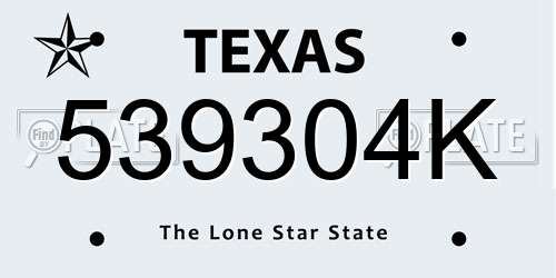 539304K Texas License Plate