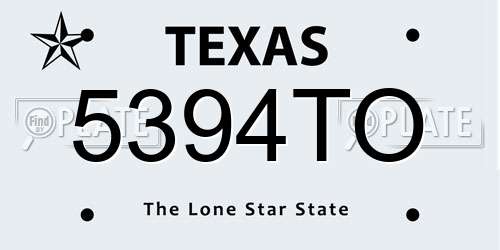 5394TO Texas License Plate