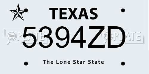 5394ZD Texas License Plate