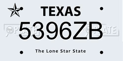 5396ZB Texas License Plate