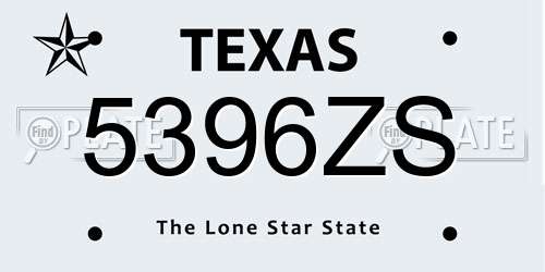 5396ZS Texas License Plate