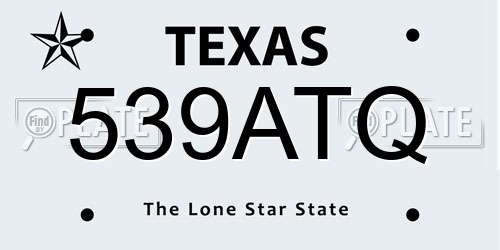 539ATQ Texas License Plate