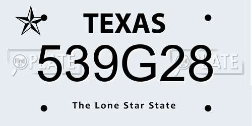 539G28 Texas License Plate