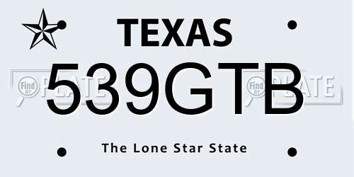 539GTB Texas License Plate