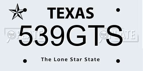539GTS Texas License Plate