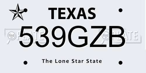 539GZB Texas License Plate