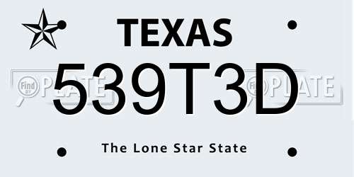 539T3D Texas License Plate