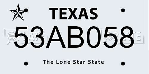 53AB058 Texas License Plate