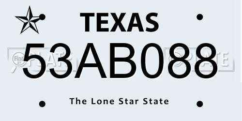 53AB088 Texas License Plate