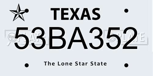 53BA352 Texas License Plate