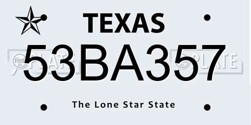 53BA357 Texas License Plate