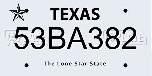 53BA382 Texas License Plate