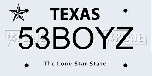 53BOYZ Texas License Plate