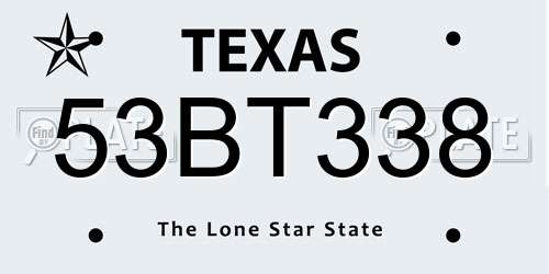 53BT338 Texas License Plate
