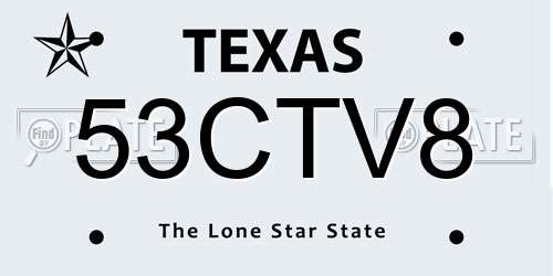 53CTV8 Texas License Plate