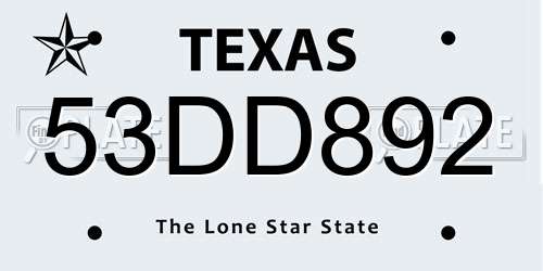 53DD892 Texas License Plate