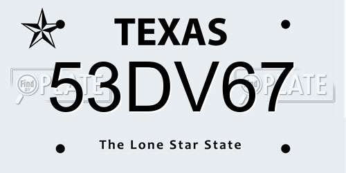 53DV67 Texas License Plate